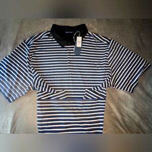 Never Worn Cutter & Buck Striped Polo Shirt with Black Collar